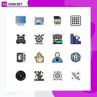 Flat Color Filled Line Pack of 16 Universal Symbols of room home hostage layout terrorism Editable Creative Vector Design Elements