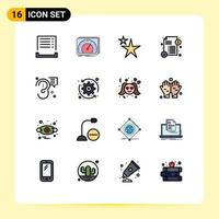 Pack of 16 Modern Flat Color Filled Lines Signs and Symbols for Web Print Media such as ear buzz internet payment loan Editable Creative Vector Design Elements