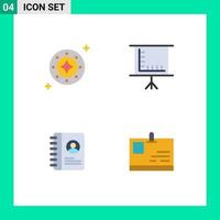 4 Flat Icon concept for Websites Mobile and Apps cosmos book space blackboard user Editable Vector Design Elements