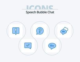 paquete de iconos azules de chat 5 diseño de iconos. . mensajería. mensaje de error. charlando pregunta vector