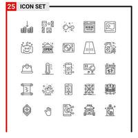 Universal Icon Symbols Group of 25 Modern Lines of bangladesh website atoms web internet Editable Vector Design Elements