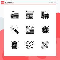 9 Universal Solid Glyphs Set for Web and Mobile Applications investment wedding toy tube lab Editable Vector Design Elements