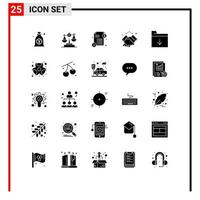 25 Thematic Vector Solid Glyphs and Editable Symbols of document muslim baluance hand handshake Editable Vector Design Elements