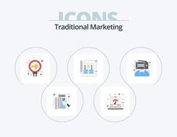 Traditional Marketing Flat Icon Pack 5 Icon Design. cover. ads. insurance. reputation. public vector