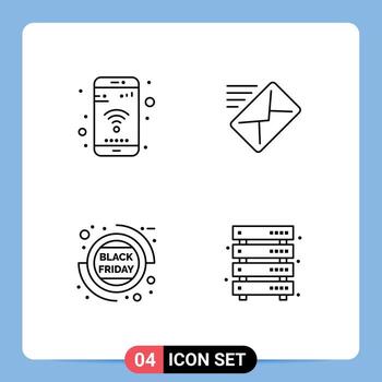 4 Line concept for Websites Mobile and Apps app friday wifi message sale Editable Vector Design Elements