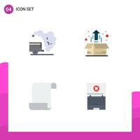 Set of 4 Modern UI Icons Symbols Signs for dump document pollution market script Editable Vector Design Elements