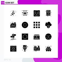 16 Creative Icons Modern Signs and Symbols of multimedia protection electric data secure notepad Editable Vector Design Elements