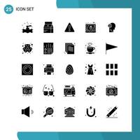 25 Thematic Vector Solid Glyphs and Editable Symbols of globe lock milk laptop sign Editable Vector Design Elements