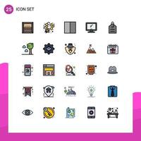 Pictogram Set of 25 Simple Filled line Flat Colors of price finance grid pc device Editable Vector Design Elements