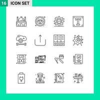 paquete de iconos de vectores de stock de 16 signos y símbolos de línea para el programa de servicio de aplicaciones en la nube elementos de diseño de vectores editables del diseñador de rutas html