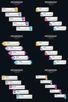 Vector 6 Infographics Pack Presentation slide template 5 Steps cycle diagrams and timelines