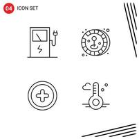 Line Pack of 4 Universal Symbols of charge temperature coin interface weather Editable Vector Design Elements