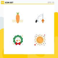 Set of 4 Modern UI Icons Symbols Signs for carrot decoration spring hobbies winter Editable Vector Design Elements