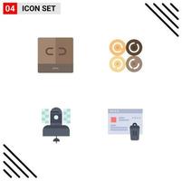 4 Universal Flat Icons Set for Web and Mobile Applications closet broadcast interior food communication Editable Vector Design Elements