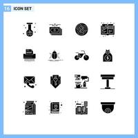 Modern Set of 16 Solid Glyphs and symbols such as art logic cash labyrinth challenge Editable Vector Design Elements