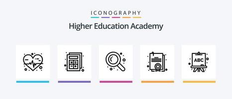 paquete de iconos de la línea 5 de la academia que incluye estudio. geografía. educación. educación. buscar. diseño de iconos creativos vector