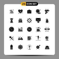 Pack of 25 creative Solid Glyphs of perforator live update camera time alarm Editable Vector Design Elements