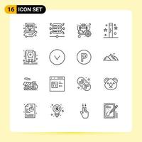 Pack of 16 Modern Outlines Signs and Symbols for Web Print Media such as data holidays briefcase halloween celebration Editable Vector Design Elements