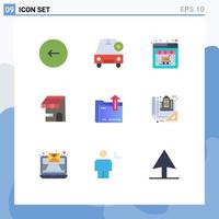 Pictogram Set of 9 Simple Flat Colors of folder online vehicles ecommerce online store Editable Vector Design Elements