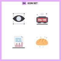 Group of 4 Flat Icons Signs and Symbols for creativity analytics eye internet document Editable Vector Design Elements