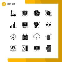 16 concepto de glifo sólido para sitios web móviles y aplicaciones etiqueta de conexión error descuento seguridad elementos de diseño vectorial editables vector