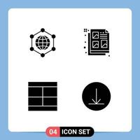 4 Thematic Vector Solid Glyphs and Editable Symbols of global draw creative idea layout Editable Vector Design Elements