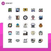 Set of 25 Modern UI Icons Symbols Signs for board wrench chat tool badge Editable Vector Design Elements