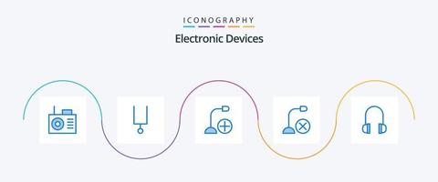 paquete de iconos azul 5 de dispositivos que incluye soporte. auriculares. artilugio. micrófono. artilugio vector