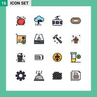 Flat Color Filled Line Pack of 16 Universal Symbols of computers add tour sport olympic Editable Creative Vector Design Elements