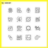 Modern Set of 16 Outlines Pictograph of celebration page watch document bars Editable Vector Design Elements