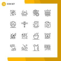 16 Creative Icons Modern Signs and Symbols of park hard hat clock chemical test Editable Vector Design Elements