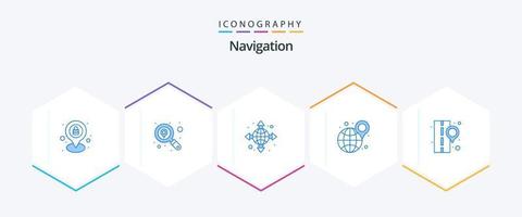 Navigation 25 Blue icon pack including . street. globe. road. map vector