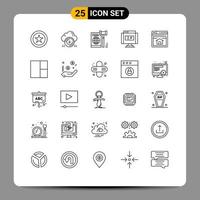Stock Vector Icon Pack of 25 Line Signs and Symbols for seo location business ip secure Editable Vector Design Elements