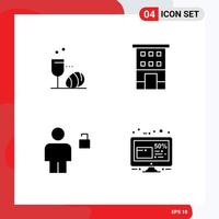 User Interface Pack of 4 Basic Solid Glyphs of glass avatar drink house human Editable Vector Design Elements