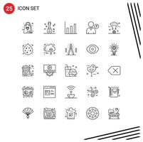 Stock Vector Icon Pack of 25 Line Signs and Symbols for pollution signal graphic connect user Editable Vector Design Elements