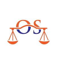 Letter OS Law Firm Logo Design For Lawyer, Justice, Law Attorney, Legal, Lawyer Service, Law Office, Scale, Law firm, Attorney Corporate Business vector