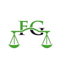 Letter FG Law Firm Logo Design For Lawyer, Justice, Law Attorney, Legal, Lawyer Service, Law Office, Scale, Law firm, Attorney Corporate Business vector