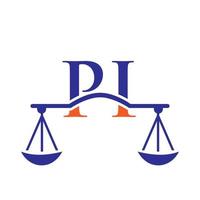 Letter PI Law Firm Logo Design For Lawyer, Justice, Law Attorney, Legal, Lawyer Service, Law Office, Scale, Law firm, Attorney Corporate Business vector