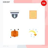 Modern Set of 4 Flat Icons Pictograph of camera food cam bread vegetable Editable Vector Design Elements