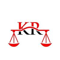 Letter KR Law Firm Logo Design For Lawyer, Justice, Law Attorney, Legal, Lawyer Service, Law Office, Scale, Law firm, Attorney Corporate Business vector