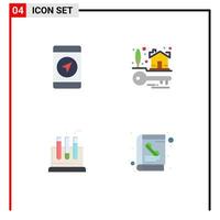 Pictogram Set of 4 Simple Flat Icons of mobile test house keys real estate book Editable Vector Design Elements