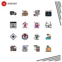 Universal Icon Symbols Group of 16 Modern Flat Color Filled Lines of time page love web portfolio Editable Creative Vector Design Elements