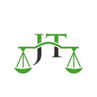 Letter JT Law Firm Logo Design For Lawyer, Justice, Law Attorney, Legal, Lawyer Service, Law Office, Scale, Law firm, Attorney Corporate Business vector