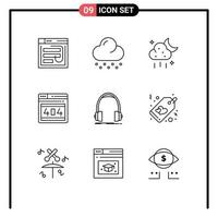 Universal Icon Symbols Group of 9 Modern Outlines of error web snow seo ui Editable Vector Design Elements