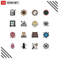 16 Universal Flat Color Filled Line Signs Symbols of body window note money currency Editable Creative Vector Design Elements