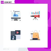 4 Flat Icon concept for Websites Mobile and Apps cloud market installation business vision Editable Vector Design Elements