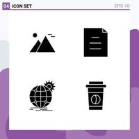 Set of 4 Modern UI Icons Symbols Signs for egypt business pyramid file world wide Editable Vector Design Elements