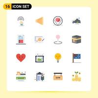 Group of 16 Flat Colors Signs and Symbols for account mountain box nature hill Editable Pack of Creative Vector Design Elements