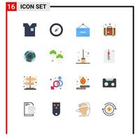 Mobile Interface Flat Color Set of 16 Pictograms of business wedding commerce love briefcase Editable Pack of Creative Vector Design Elements