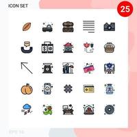 Pack of 25 creative Filled line Flat Colors of text align presentation hiking bag Editable Vector Design Elements